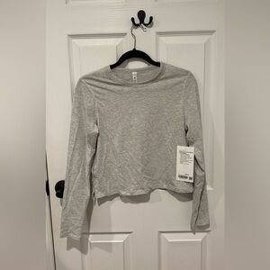 Lululemon Athletica Light Gray Long Sleeve Top Tee Classic fit cotton blend